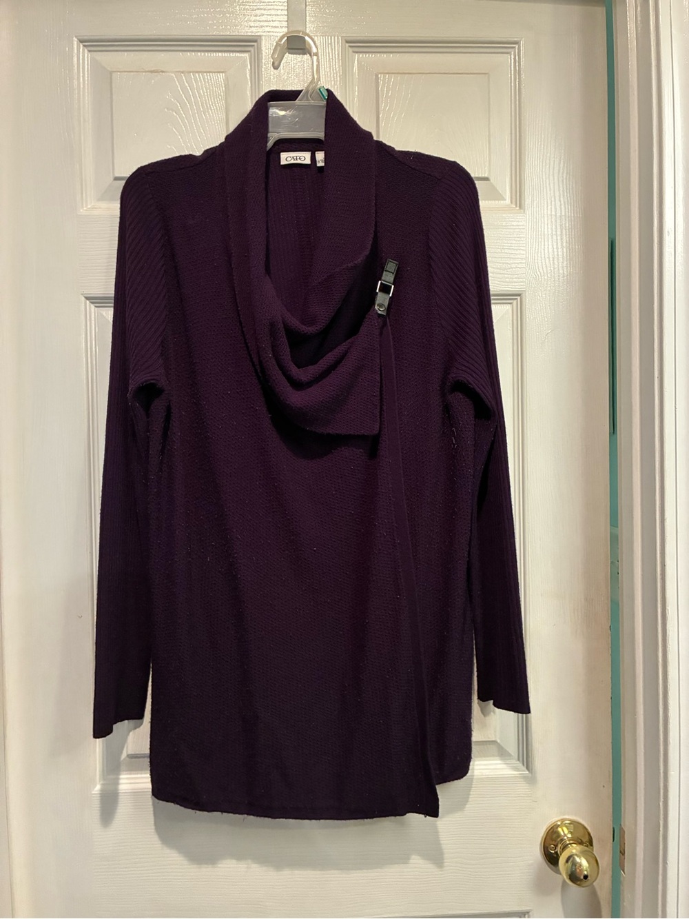 Cato Plum Cowl Neck Sweater with Side Buckle